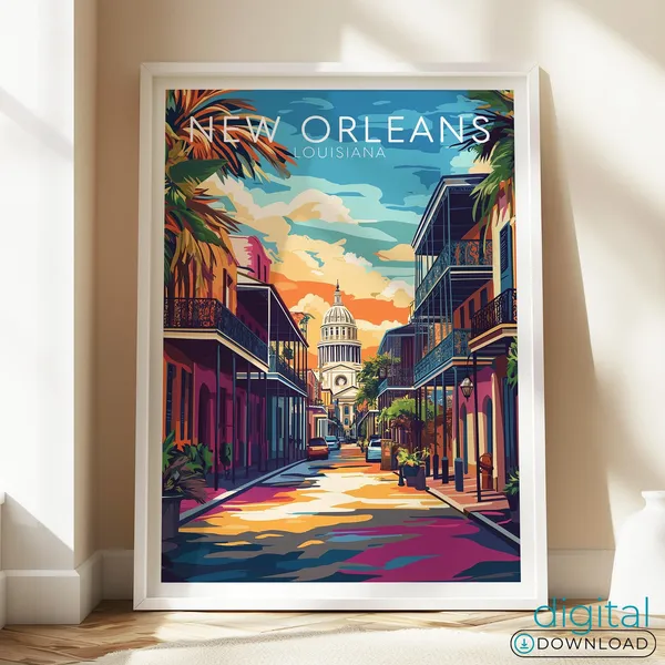 Bourbon Street New Orleans Travel Poster