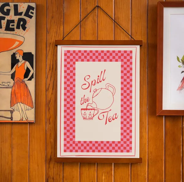 Vintage Tea Teapot Print, Girly Kitchen Decor