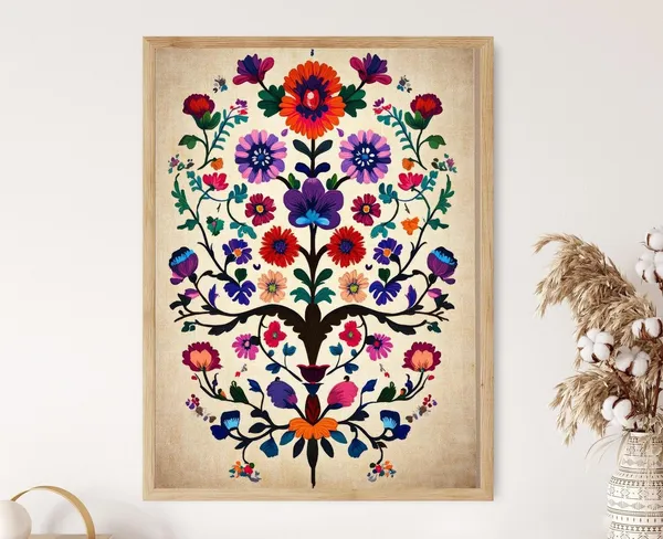 Hungarian Embroidery Traditional Folk Motifs Art Print