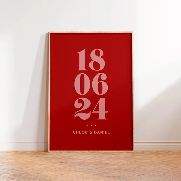 Personalised Date Name Year Typography Art Print