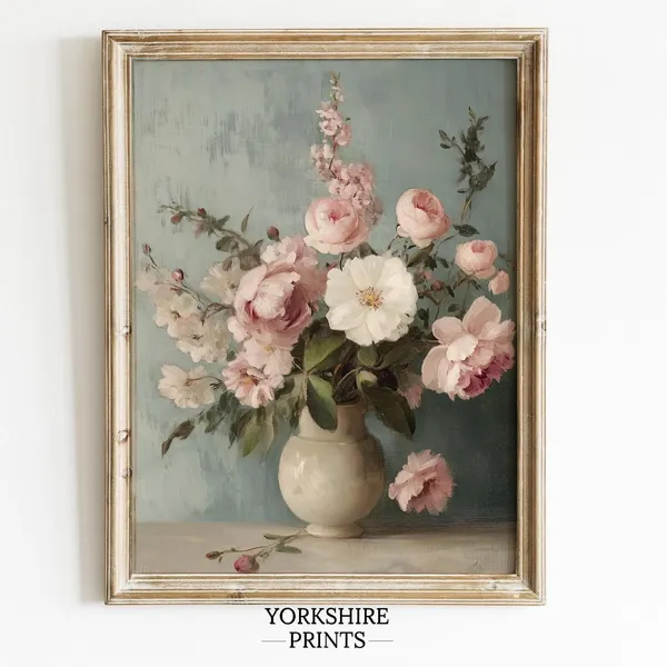 Vintage Flower Print, French Country Art Print