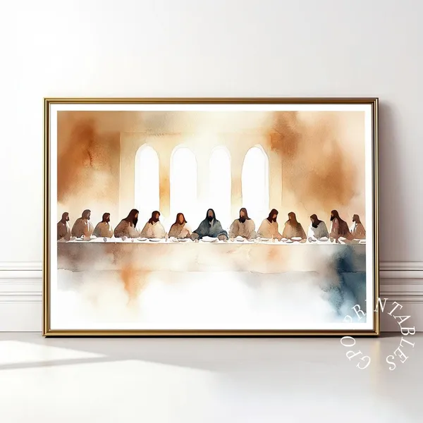 The Last Supper Watercolor, Minimalist Art Print