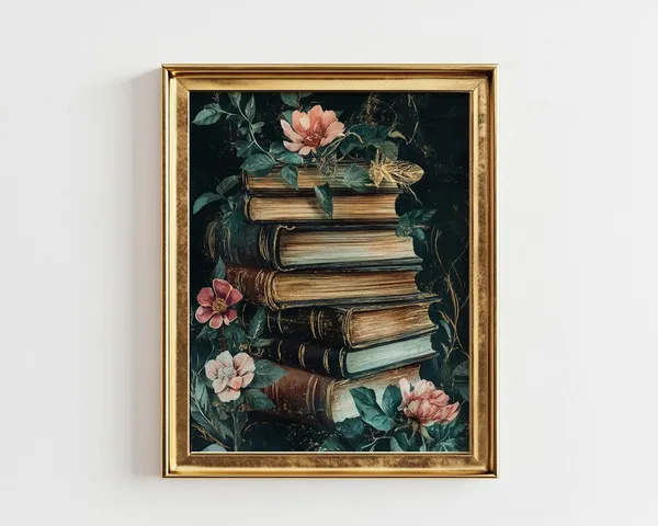 Magical Books With Flowers, Vintage Art Print
