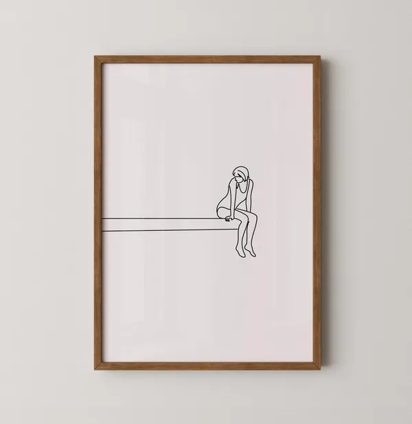 Princess Diana Line Drawing Art Print, Lady Portrait