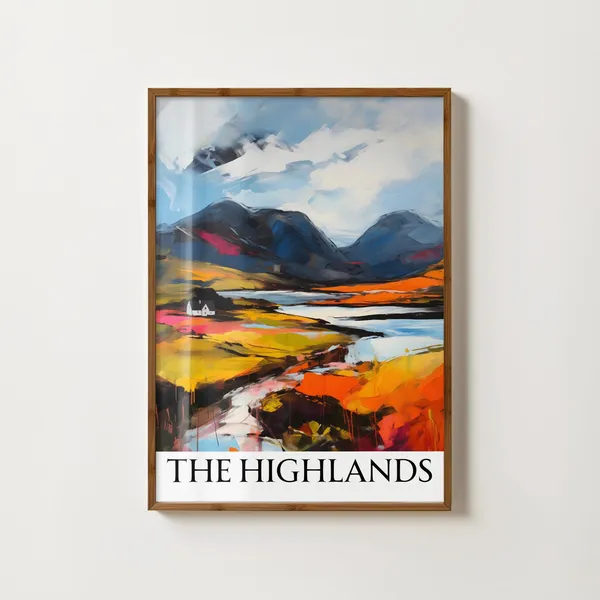 Scottish Highlands Travel Poster, Landscape Art Print