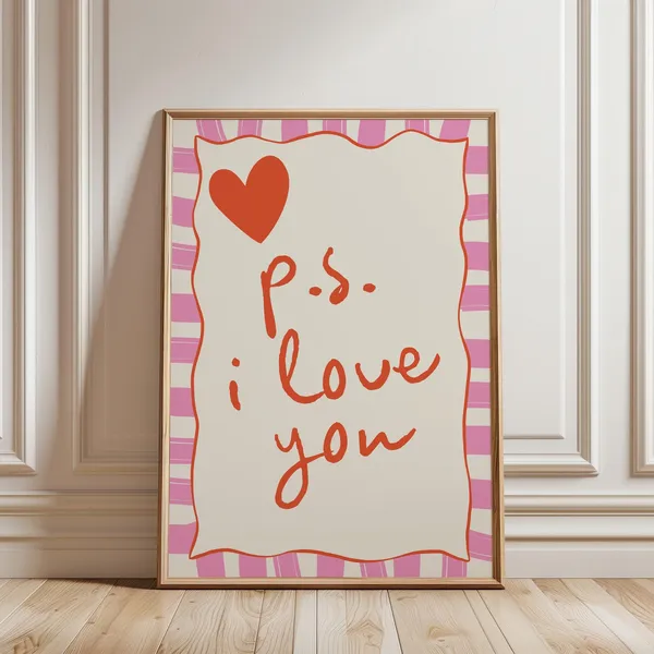 Ps I Love You Valentine Heart Minimalist Art Print