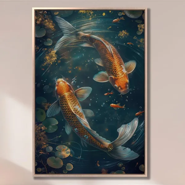 Koi Fish Abstract Art Print, Modern Aquatic Decor