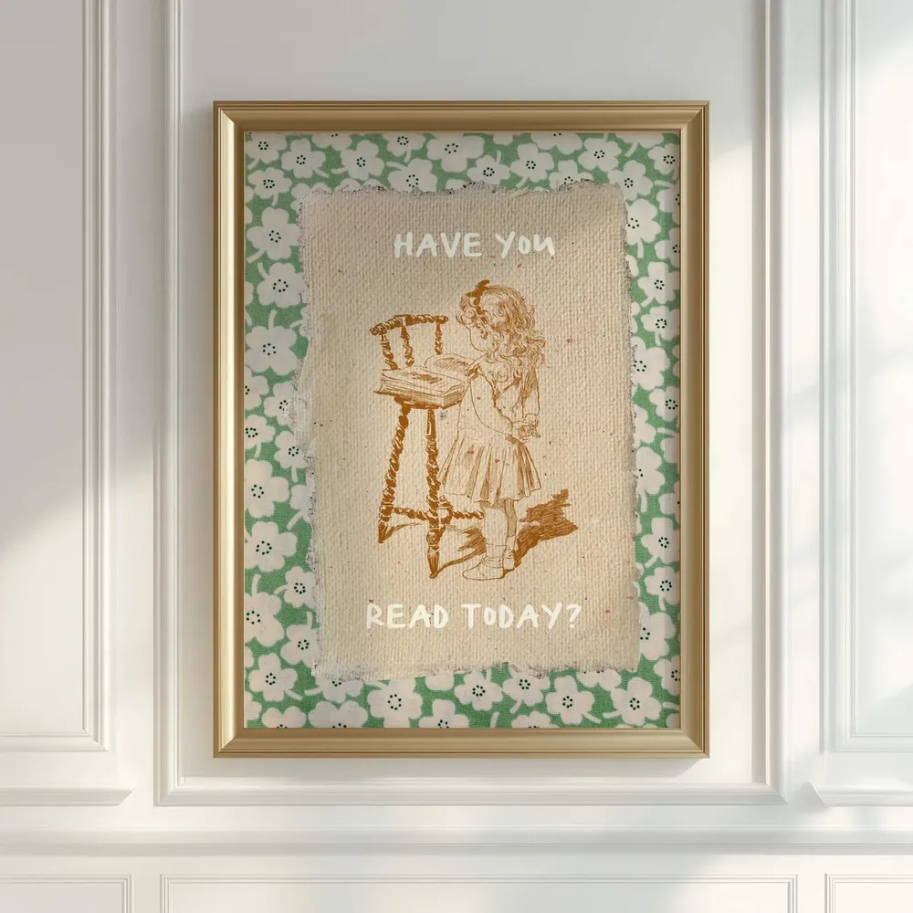 Vintage Book Art, Cute Reading Poster - Image 3