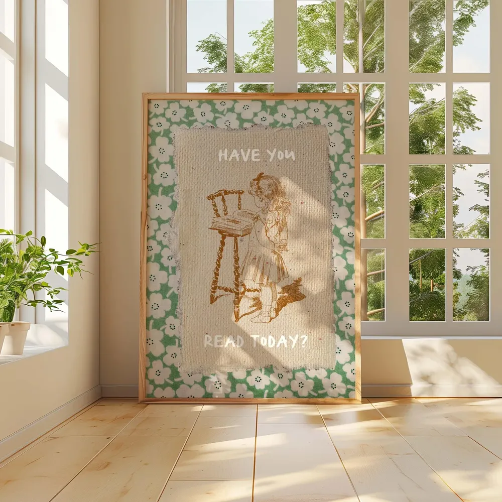 Vintage Book Art, Cute Reading Poster - Image 4