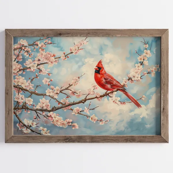 Vintage Spring Bird Cherry Blossom Art Print