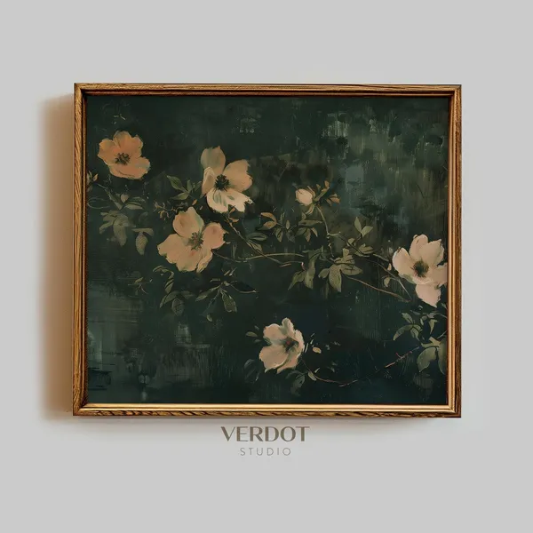 Flower Painting Wall Art, Vintage Spring Floral Print
