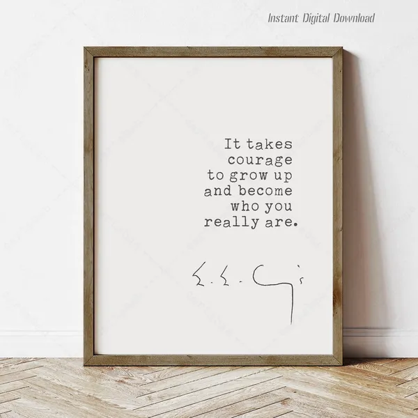 E.E. Cummings Courage Quote Art Print, Reading Nook