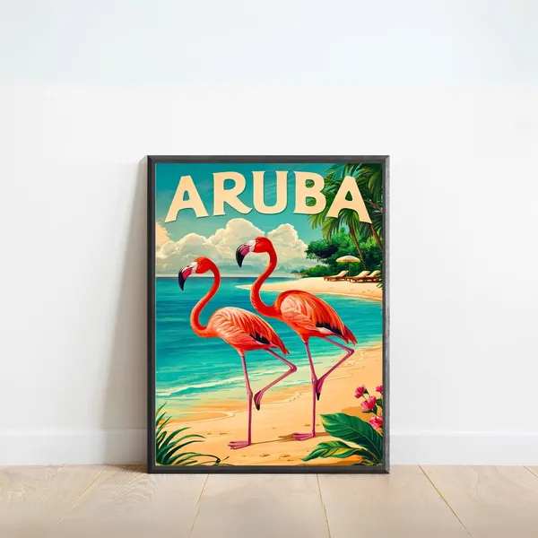 Aruba Minimalist Caribbean Travel Poster