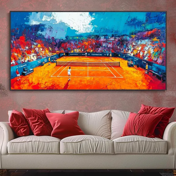 Abstract Tennis Match Oil Painting, Custom Tennis Art Print