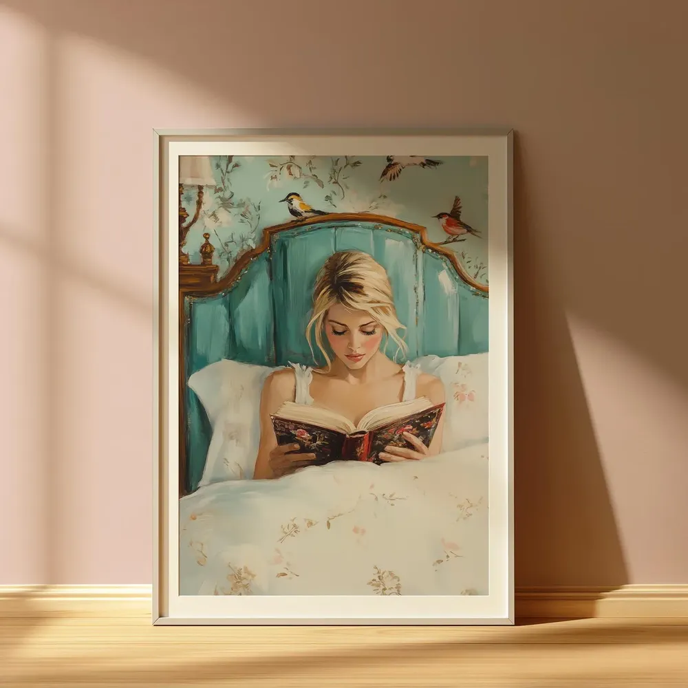 Woman Reading Vintage Gallery Wall Art Print - Image 4