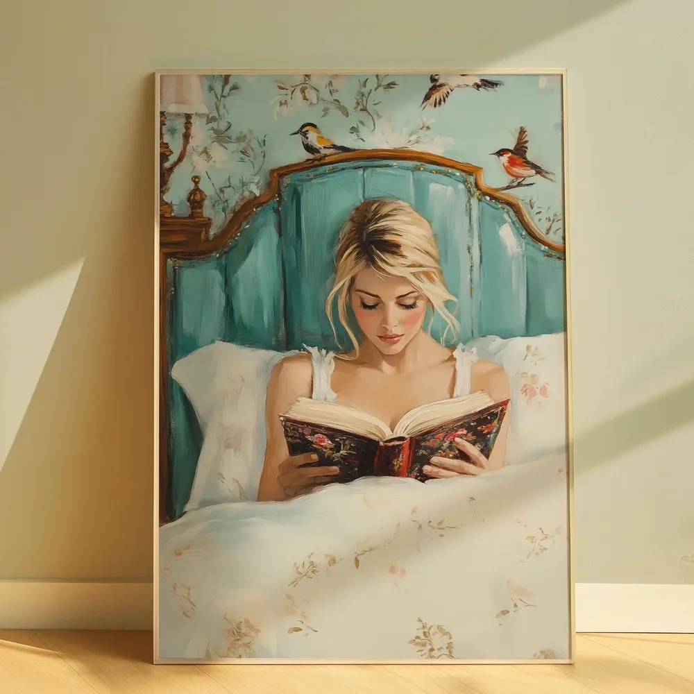 Woman Reading Vintage Gallery Wall Art Print