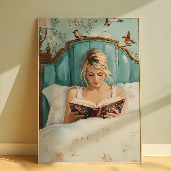 Woman Reading Vintage Gallery Wall Art Print
