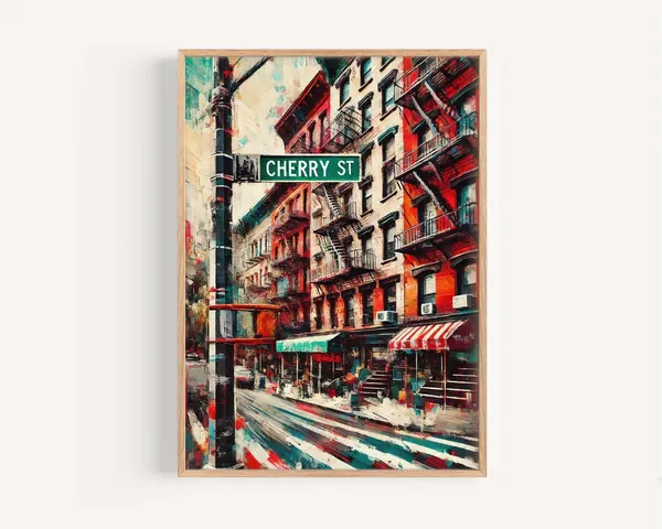 Cherry St Print Manhattan Travel Poster, NYC