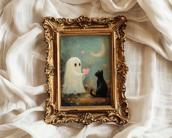 Ghost And Cat Valentine's Day Art Print