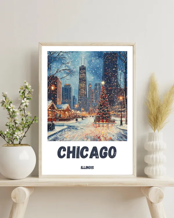 Chicago Winter Travel Poster