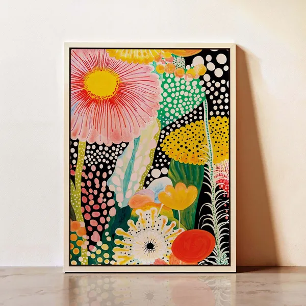 Yayoi Kusama-Inspired Abstract Floral Botanical Art Print