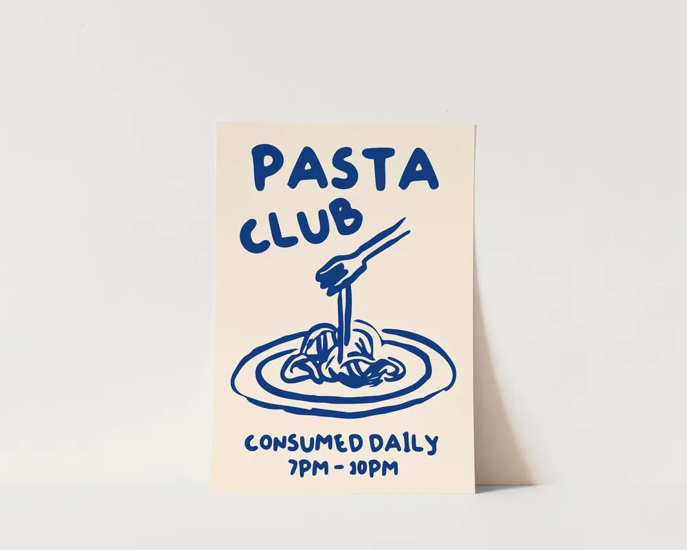 Pasta Club Kitchen Poster, Kitchen Decor - Image 3