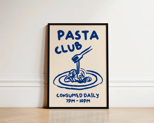 Pasta Club Kitchen Poster, Kitchen Decor