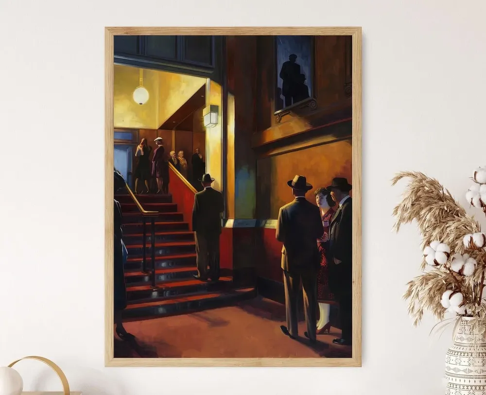 New York Movie Theatre Scene, Art Print