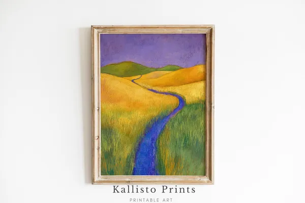 Golden Fields Landscape Art Print, Rustic Country Decor