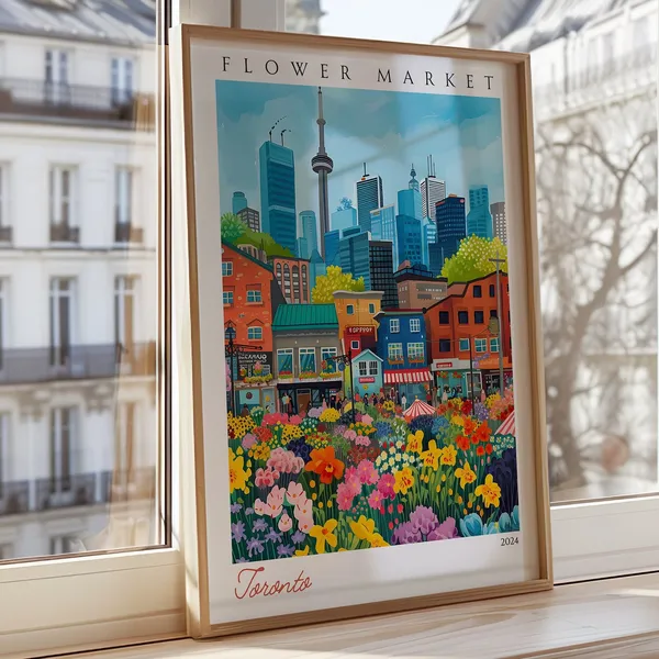 Toronto Flower Market Travel Poster, Urban Canada