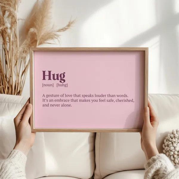 Hug Definition Art Print, Warm Embrace of Love