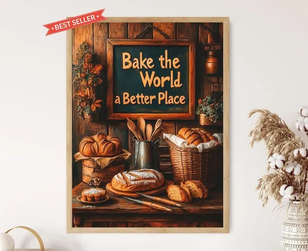 Rustic Bakery Sign, Cozy Kitchen Wall Art Print