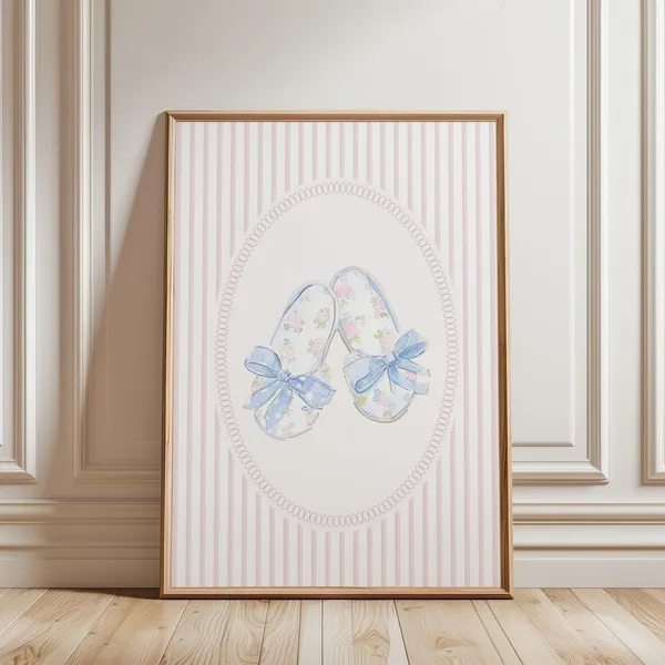 Grandmillennial Baby Girl Art Print, Coquette Nursery Decor