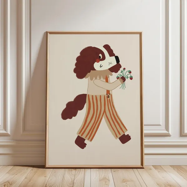 Whimsical Dog Print, Playful Nursery Wall Art