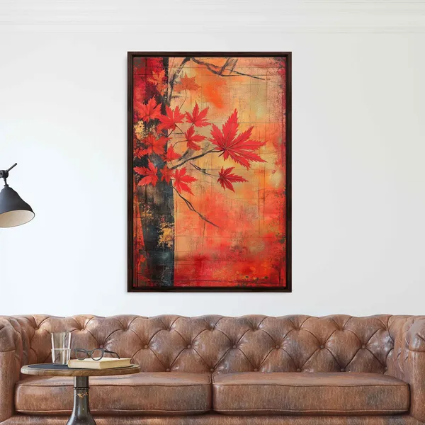 Autumn Maple Leaves Whimsical Collage Art Print