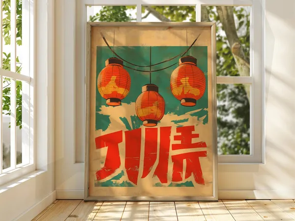 Japanese Lantern Vintage Japan Travel Poster