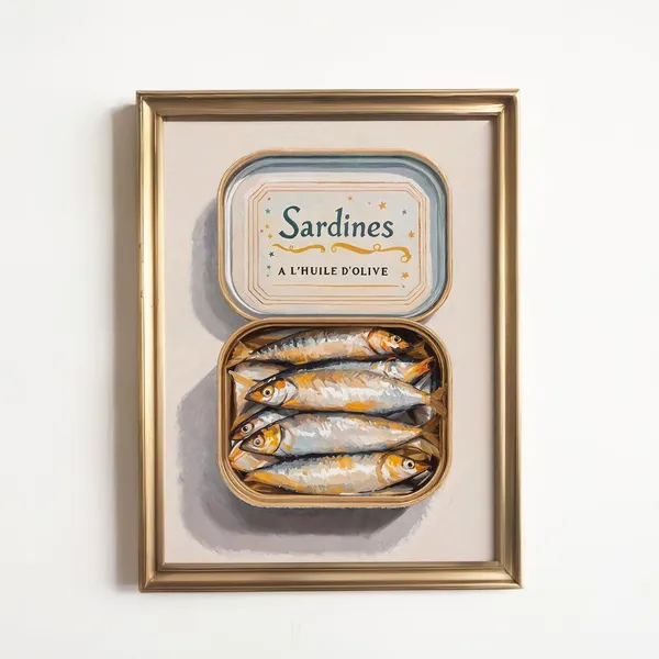 Tinned Sardines Vintage Retro Food Still Life Poster