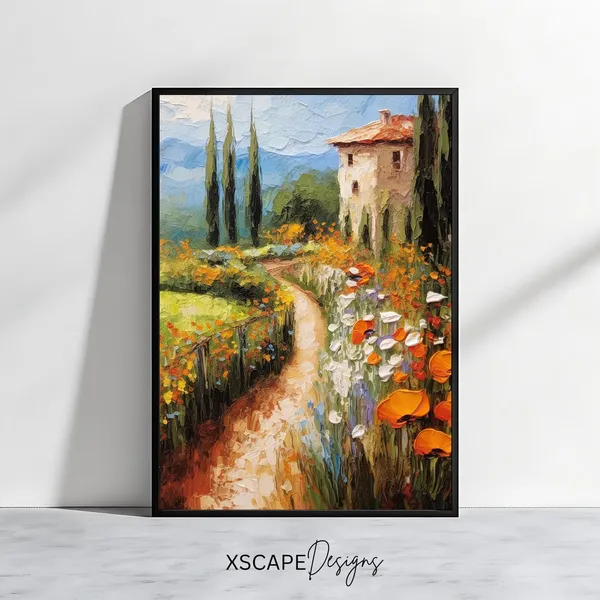 Tuscan Landscape Art Print, Rustic Italian Countryside