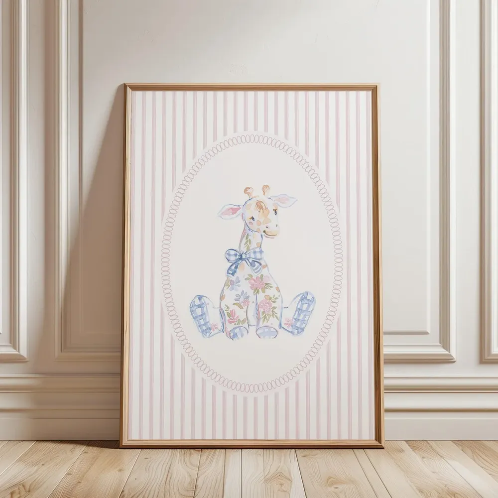 Vintage Giraffe Nursery Decor, Grandmillennial Art Print