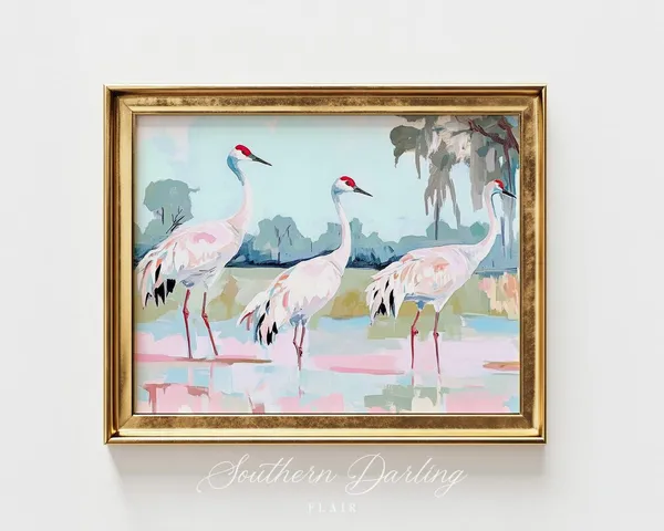Sandhill Cranes Art Print, Florida Grandmillennial Style