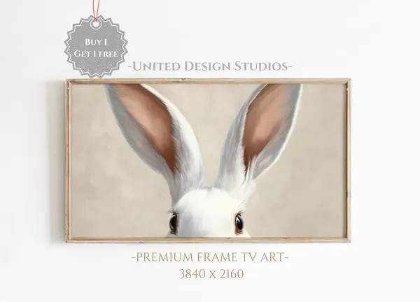 Easter Bunny Ears Art Print, Neutral Pastel Easter Decor