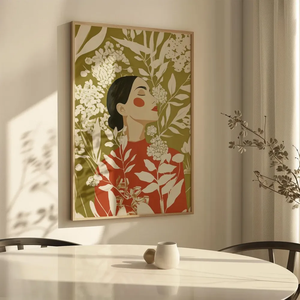 Botanical Woman Portrait, Modern Boho Wall Art Print - Image 3