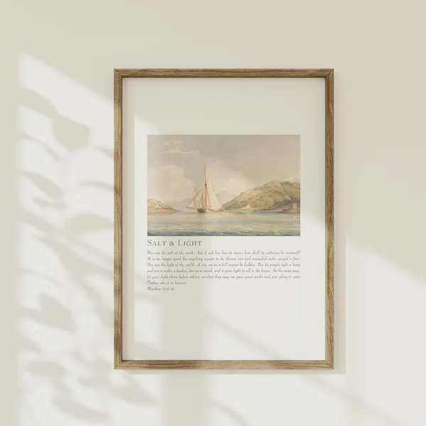 Salt And Light Coastal Scripture Sailboat Art Print