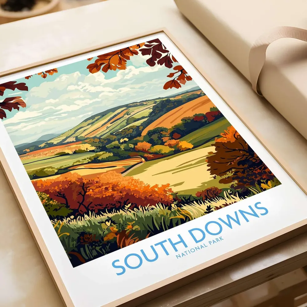 South Downs Travel Poster, England Wall Art