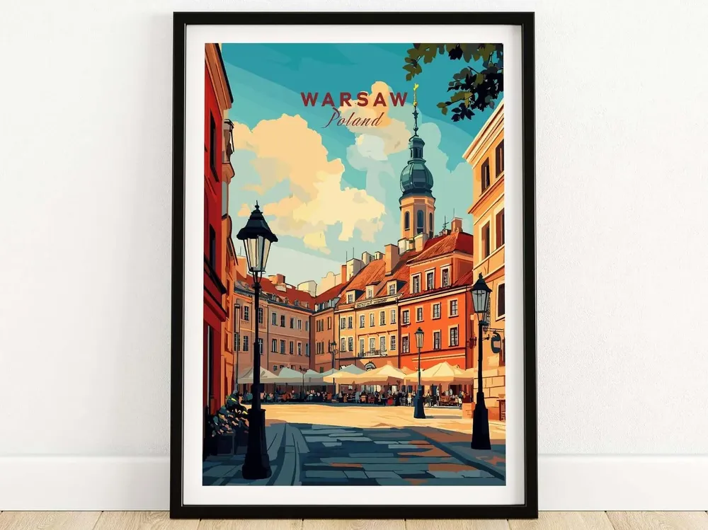 Warsaw Travel Poster, Poland Home Office Decor
