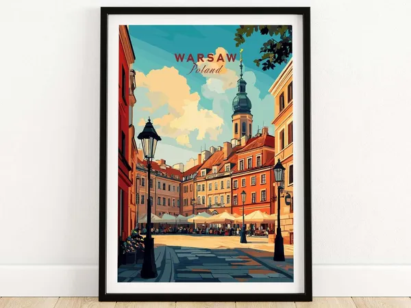 Warsaw Travel Poster, Poland Home Office Decor