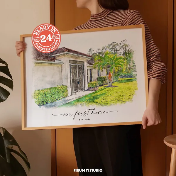Custom House Portrait, Housewarming Gift Art Print