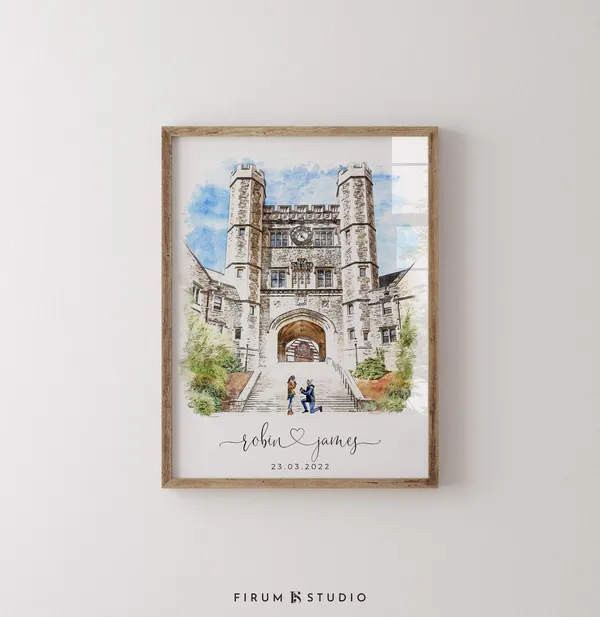 Personalized Mr Mrs Engagement Portrait Art Print