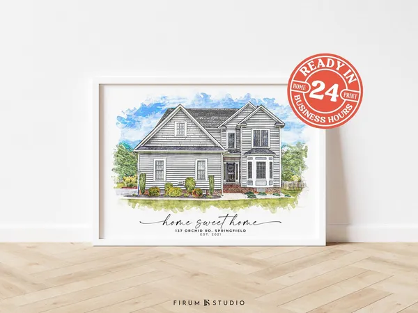 Real Estate Gift, Custom Home Portrait Art Print