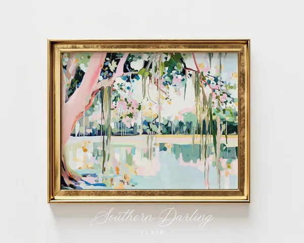 Pastel Tree Over Wetlands, Spring Marsh Art Print
